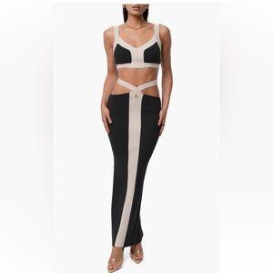 JLUXLABEL Black and Cream Skirt Set